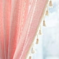 thumbnail image 4 of Nvzi Boho Embroidered Kitchen Tier Curtains with Tassels Rod Pocket Farmhouse Linen Textured Cafe Half Window Curtain, 1 Panel (Pink,52"x18"), 4 of 4