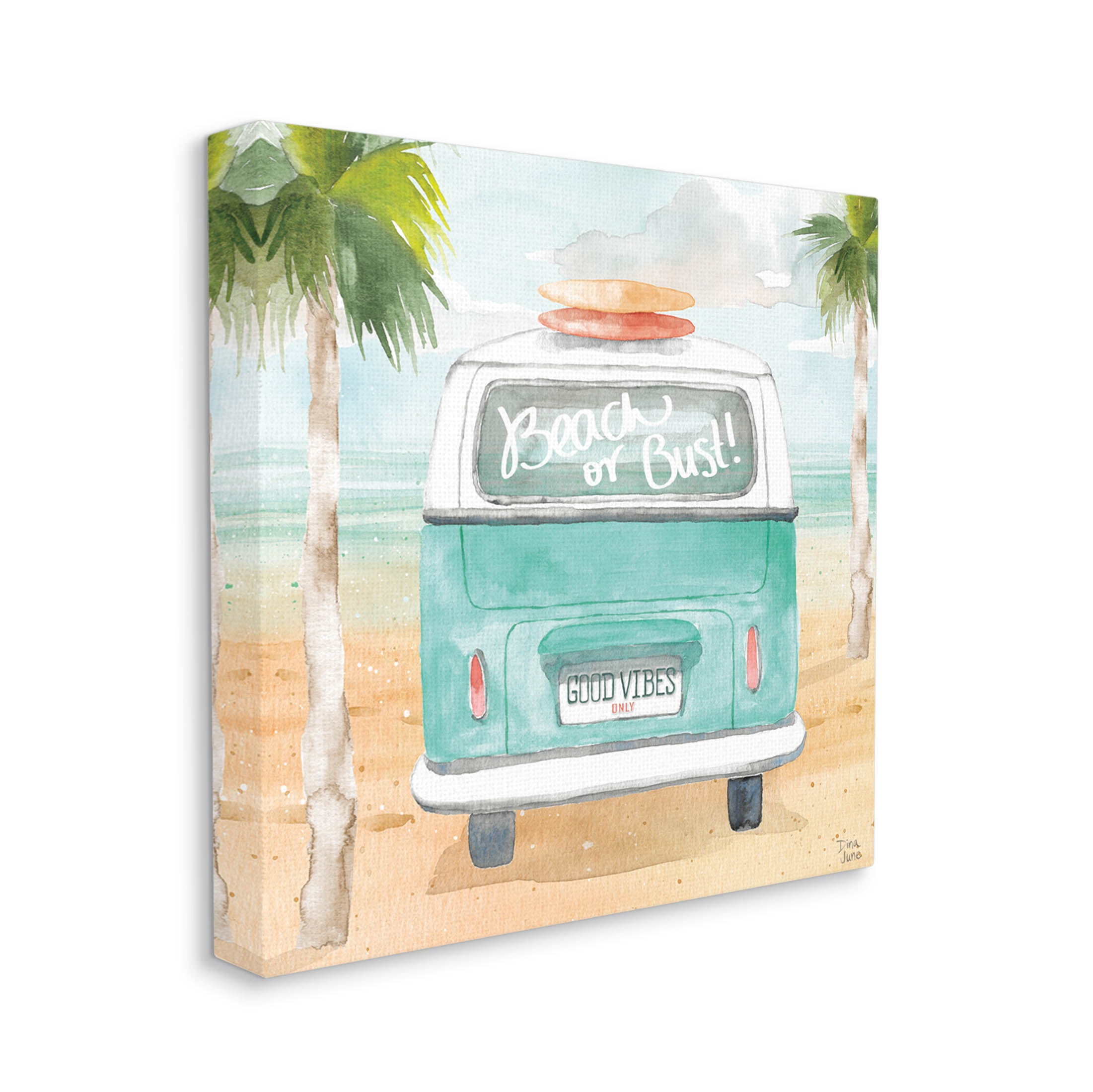 Stupell Industries Beach or Bust Blue Surf Cruiser Painting Gallery Wrapped Canvas Print Wall Art, Design by Dina June