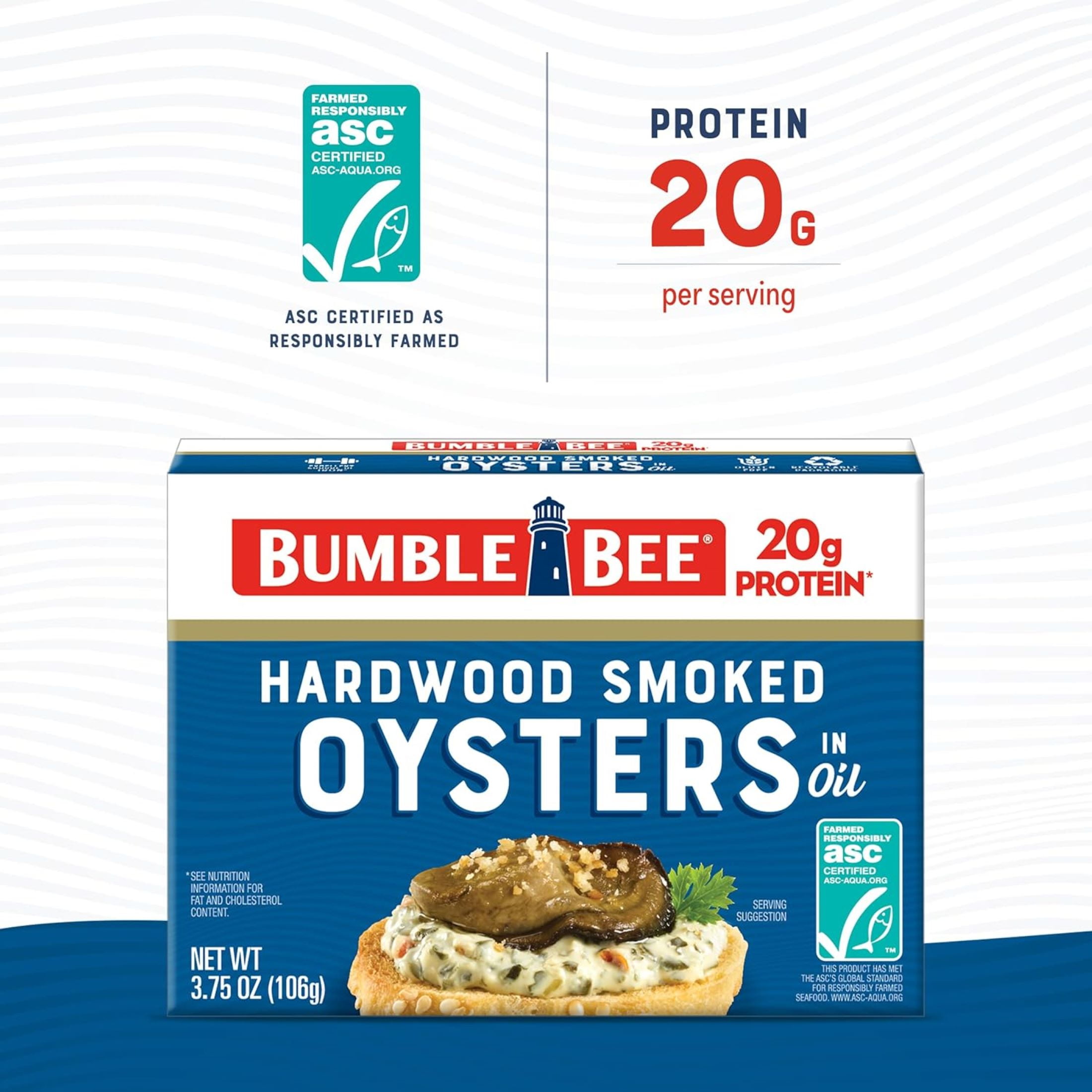 (12 pack) Bumble Bee Fancy Smoked Oysters, 3.75 oz Can