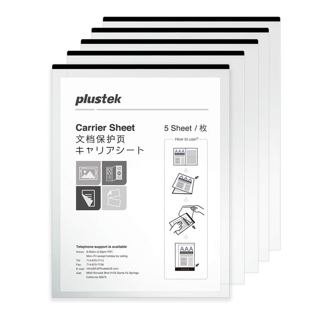 Fundas portadocumentos Plustek tamaño A4/Letter, paquete de 5