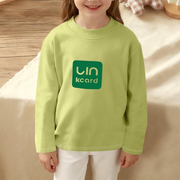 Blusas y camisas de manga larga con cuello redondo para niños, primavera y otoño, color liso, cuello redondo, informal, holgadas, finas, de poliéster, para todas las edades.