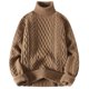thumbnail image 2 of Suéter de cuello alto de jacquard vintage engrosado para hombre, suéter holgado de invierno para jóvenes, calidez y comodidad, 2 of 5