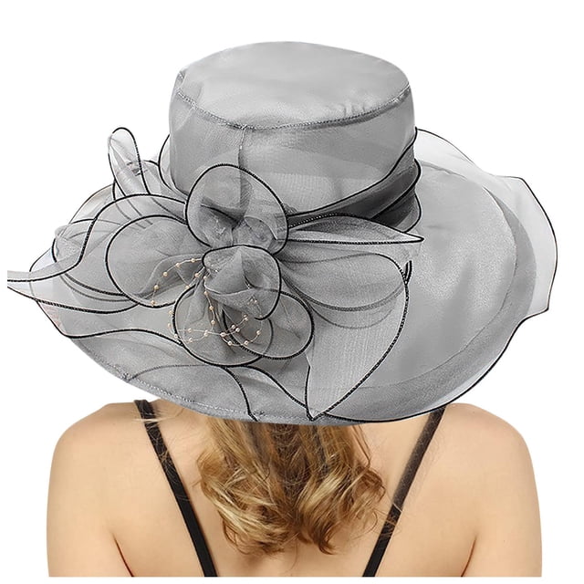 WEIYLL Chapeau de Soleil pour Femmes Robe Grand Ombre Fleur Douche Nuptiale Plage Protection Solaire Couvre-Chef