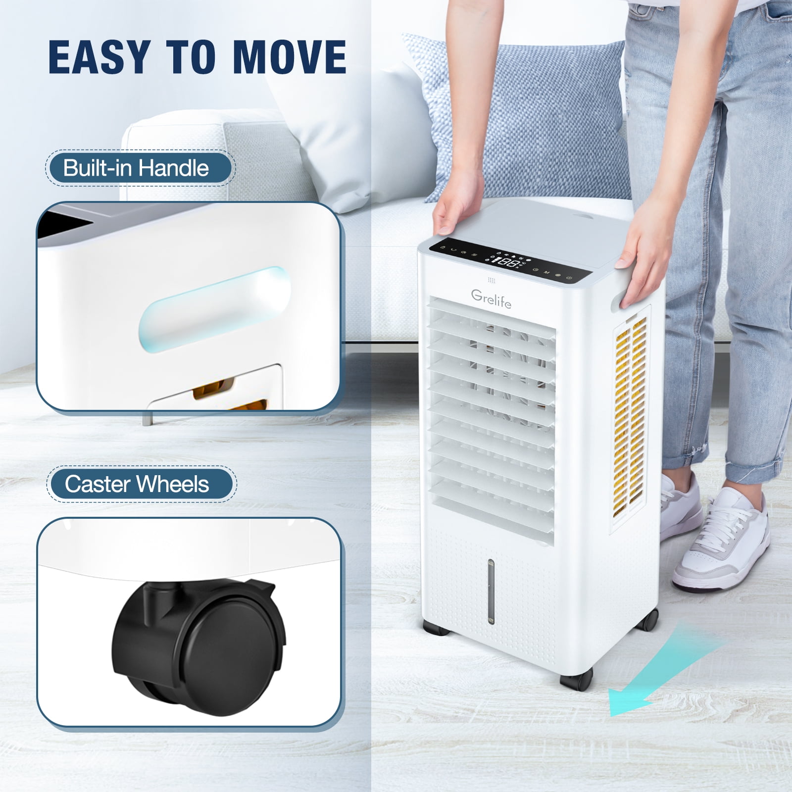 Charmelife MEILIO Personal Air Cooler, Evaporative Air Cooler, Portable Air  Conditioner with LCD Display. 600ML Desktop Air Conditioning Fan with