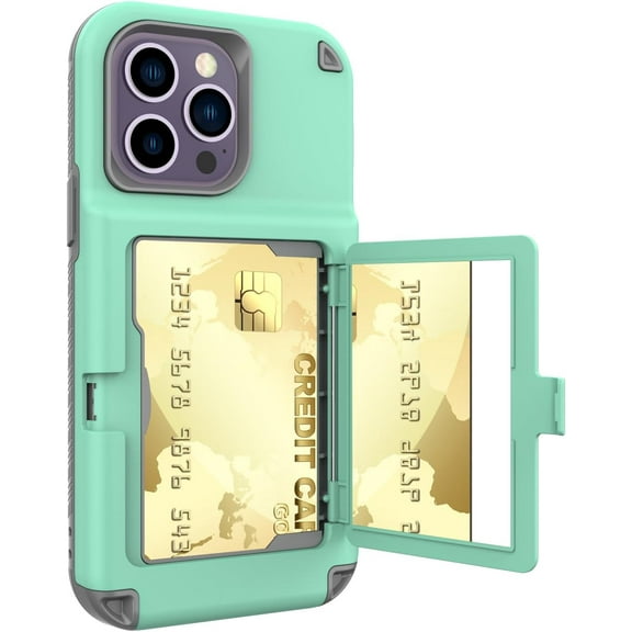 Compatible with iPhone 15 Pro Max Case Mirror Case with Card Holder, Cute Luxury Fashion Makeup Mirror Back Cover Wallet Case Soft Silicone Rubber Bumper Slim Ultra Thin Protection Phone Case