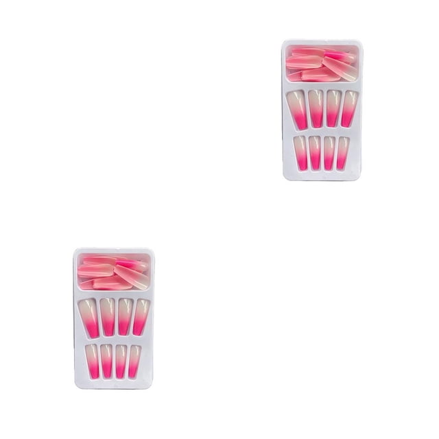Qarigey 1 Juego de prensa de punta francesa en las uñas Gradient Extra Long Fashion Full Cover Ballerina Salon Kit de manicura para niñas Tipo 1 NO1