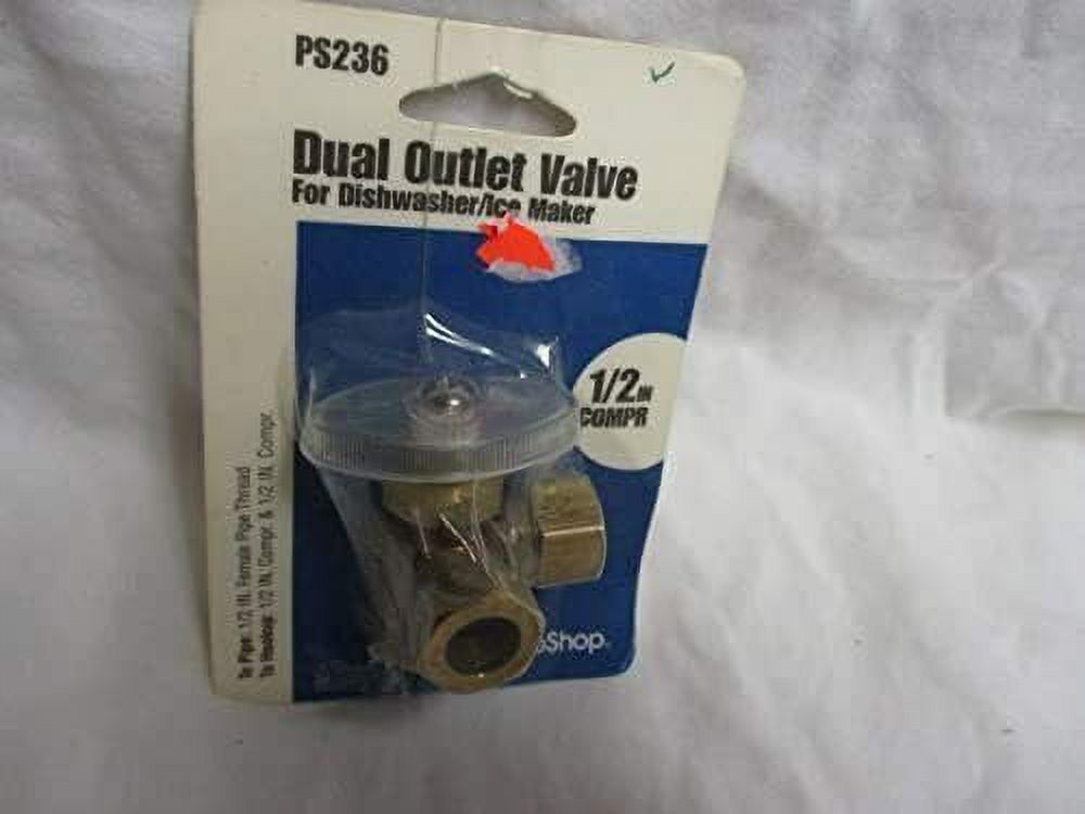 Dual Outlet Shut Off Valve 1/2" Compression x 1/2" Compression x 1/2