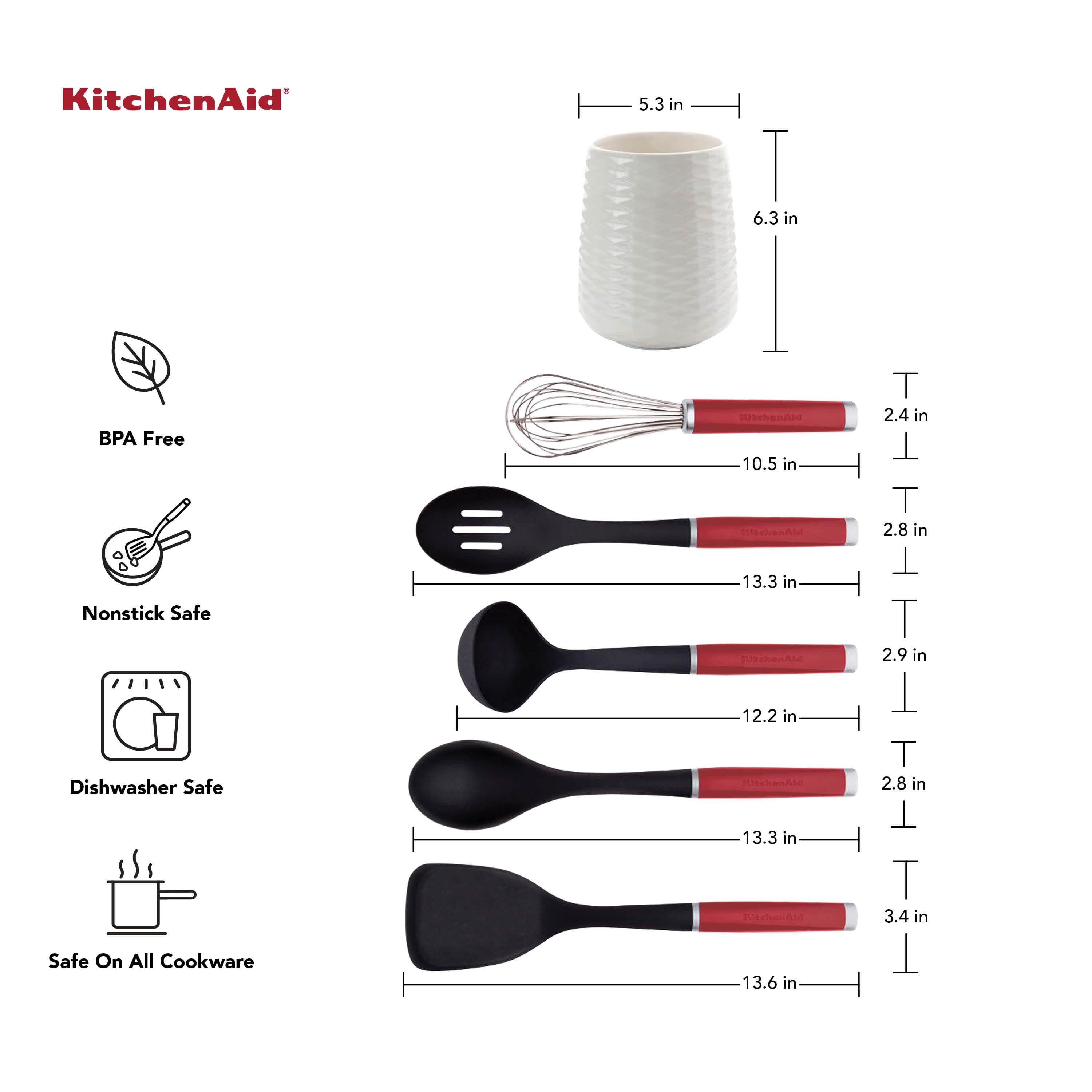 KitchenAid Cooks 6-piece Culinary Utensil Set (Red - Pack of 6)