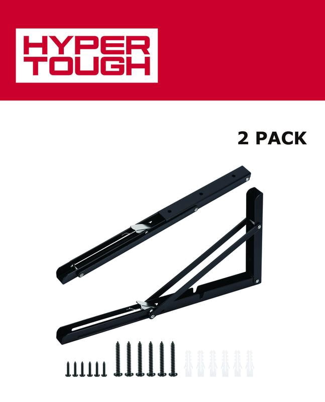 Versatile Black 16-Inch Folding Shelf Bracket Pair