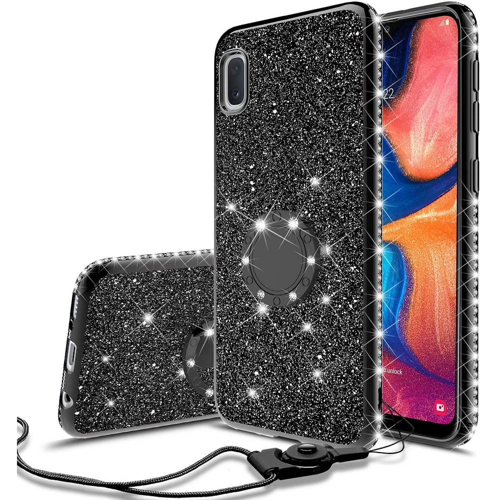 Samsung Galaxy A01 Glitter Phone Case, Ring Kickstand Girls Women Diamond Sparkly Case for Cover