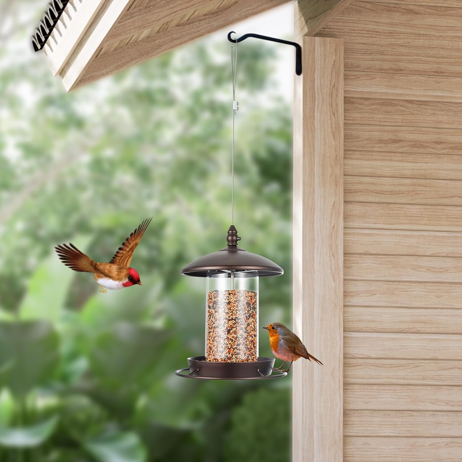 KEENSTONE Bird Feeder for Outdoors - 360° Feeding Perch