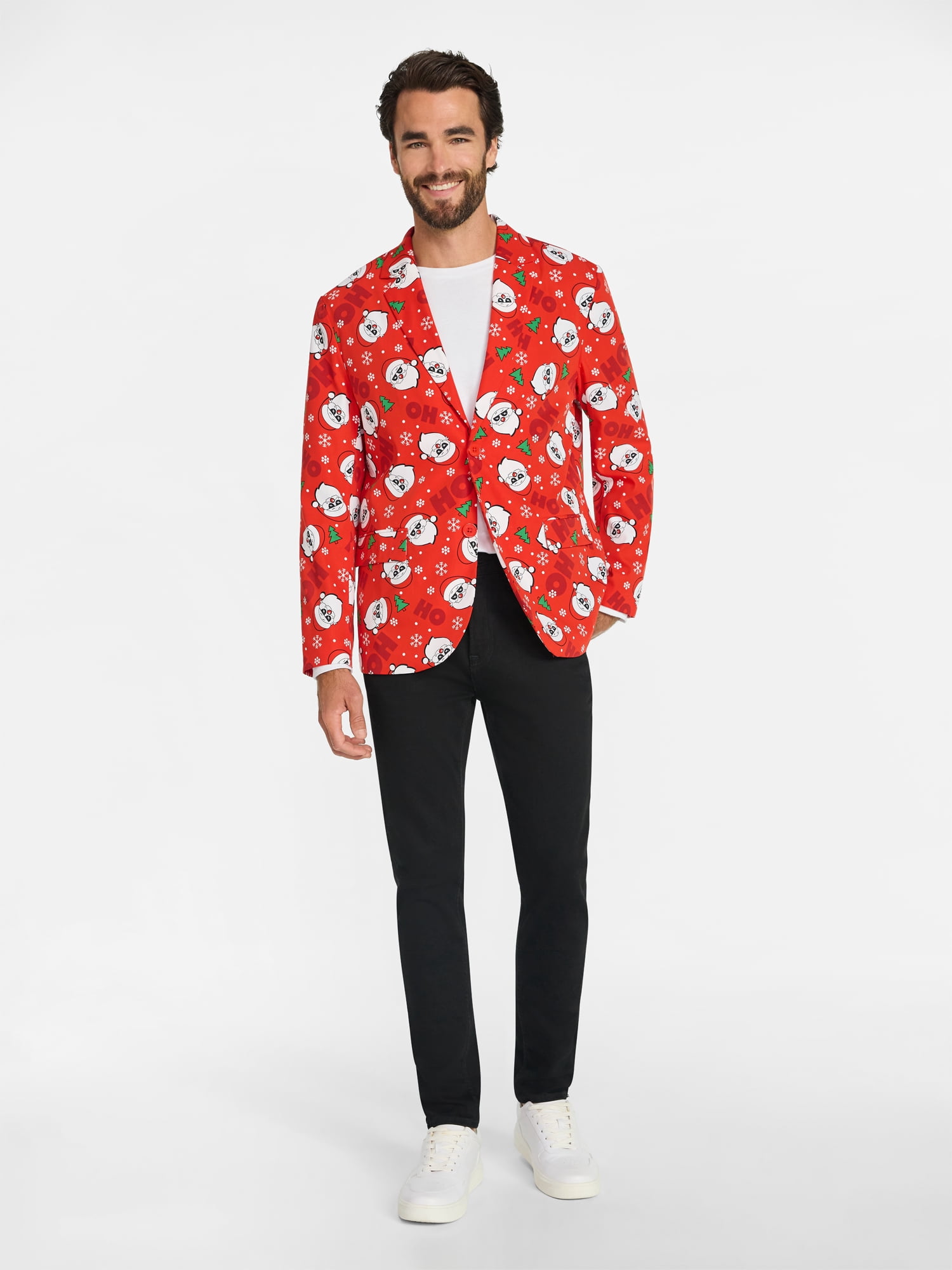 Jolly Knits Men's and Big Men's Christmas Print Blazer, Sizes S-3XL