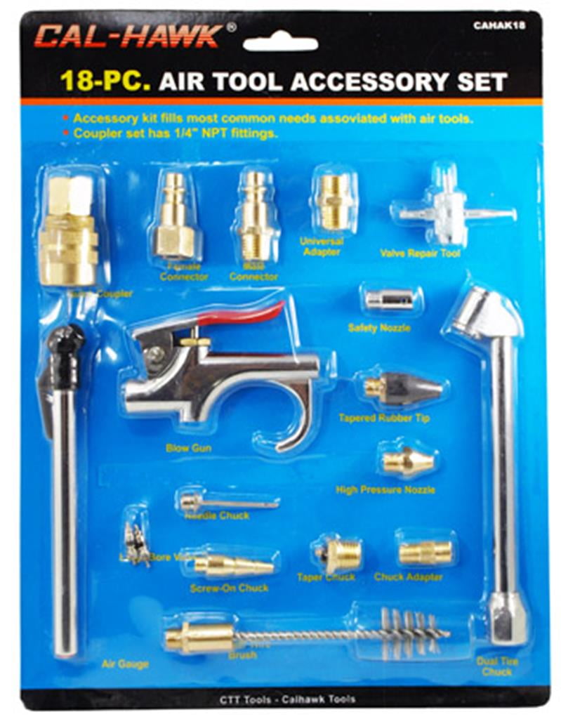 Cal Hawk Tools 18-pc. Air Tool Accessory Set - Walmart.com