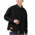 thumbnail image 2 of Aueoeo Men's Vintage Jackets Casual Button Up Shirt Lapel Collar Fashion Long Sleeve Cardigan Shirt With Multi Pockets Black XL, 2 of 8