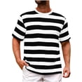 thumbnail image 2 of Men's Short Sleeve Striped T-Shirts Big & Tall Crewneck Vintage Stripe Tee Summer Beach Vacation Casual Top Breathable Workout Athletic Running Shirt Jersey Knit, 2 of 6