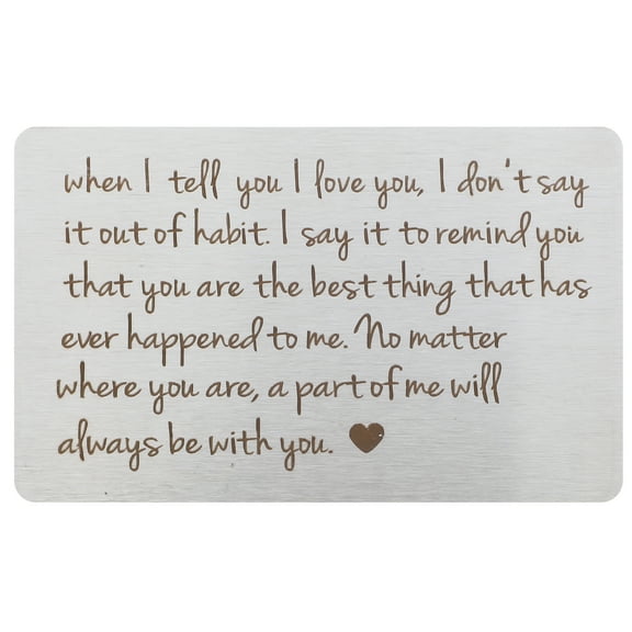 Jiyike Engraved Wallet Insert Stainless Steel Wallet Card Insert Valentine's Day Card Decor
