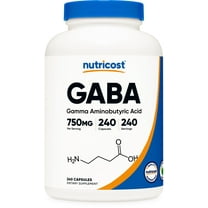 Nutricost GABA (Gamma Aminobutyric Acid) 750mg, 240 Capsules - Non-GMO, Gluten Free Supplement