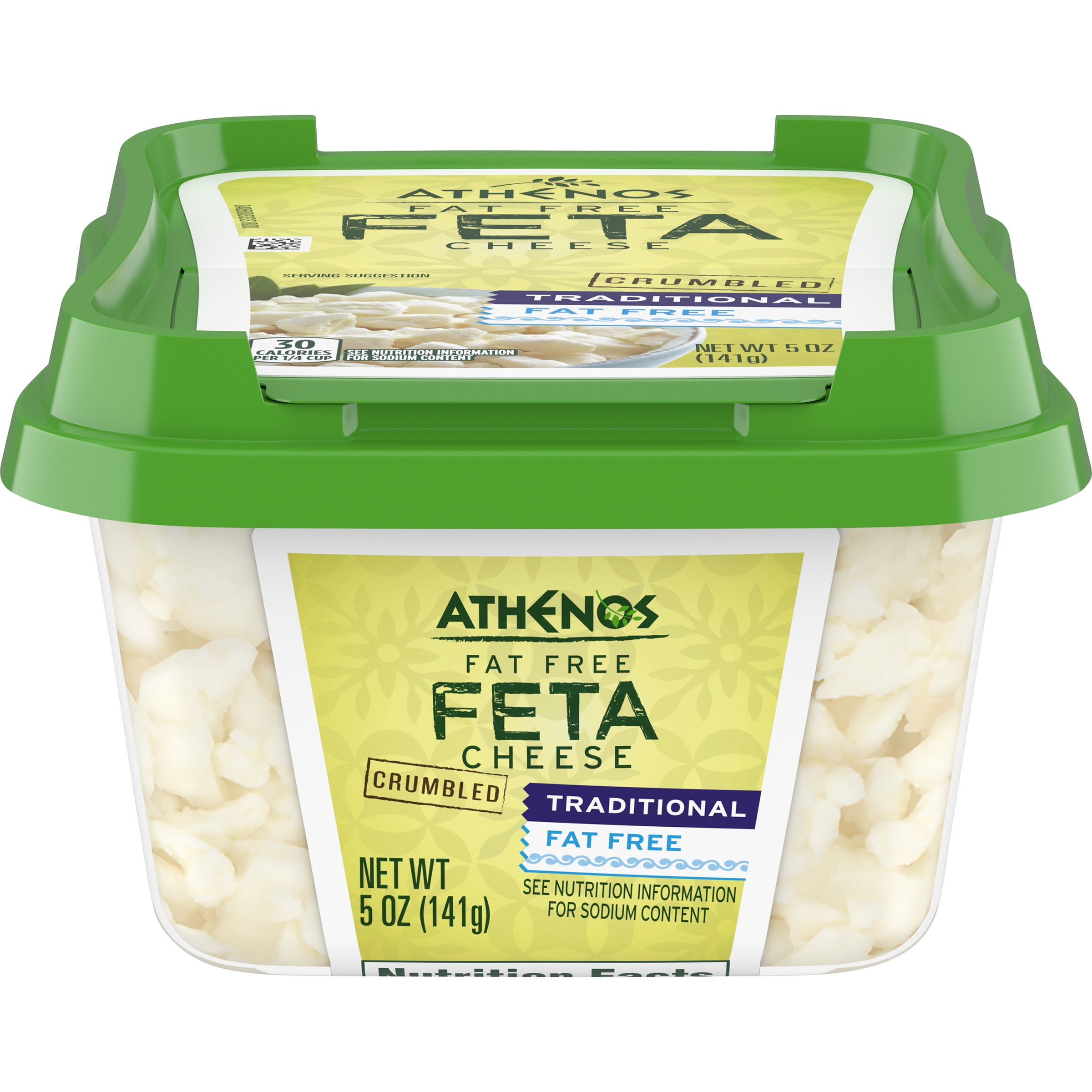 Athenos Traditional Crumbled Fat Free Feta Cheese, 5 oz Tub