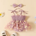 thumbnail image 2 of Combinaison en Tulle Imprimé Fleurs avec Bandeau Bowknot pour Bébé Filles 2 PCS Romper Set, 2 of 7