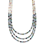 Zad Jewelry Wiki 3 Layer Beaded Bib Necklace, Blue Multi