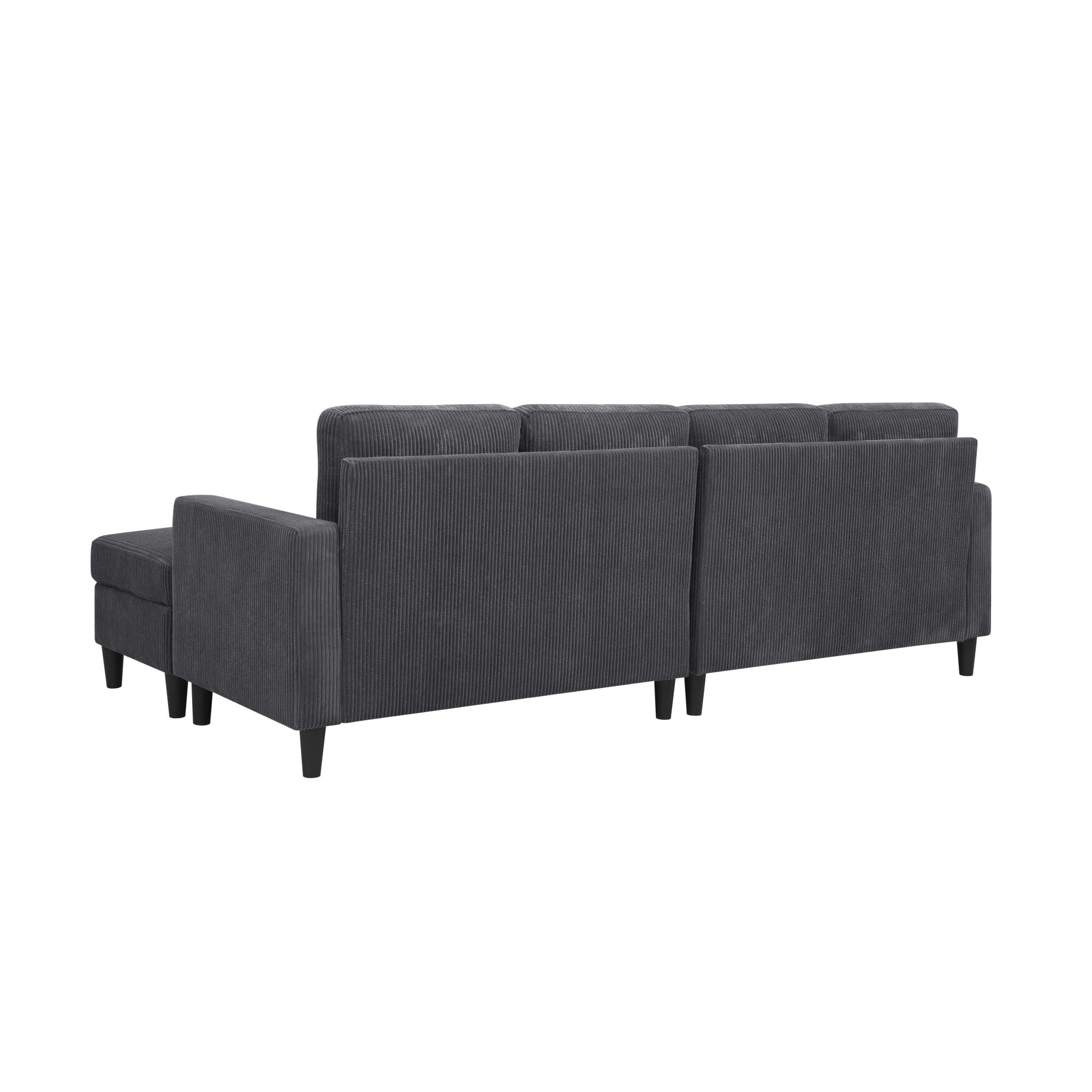DEALTOPS 101" U-Shaped Modular Sectional Sofa with 2 Ottomans, Corduroy 4-Seater Cloud Couch for Living Room, Dark Gray