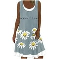 thumbnail image 1 of CHUANK Robes d'Été pour Femmes Grande Taille Robes d'Été Grande Taille pour Femmes Plage Col en U Sans Manches Faux Deux Pièces Robe T-Shirt de Fête Midi Robe Ample, 1 of 5