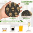 thumbnail image 3 of Haosy Set of 6 Drink Woven Coaster with Holder Heat Resistant Non-Slip Bar Coasters 4 Inches Gold Skull, 3 of 7