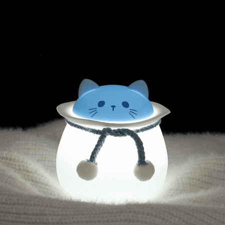 

Night Light for Kids Baby Bedroom Lamp with Touch Sensor 7 Color Changing USB Rechargeable Silicone Night Light LED Night Lamp for Gifts(Blue cat)