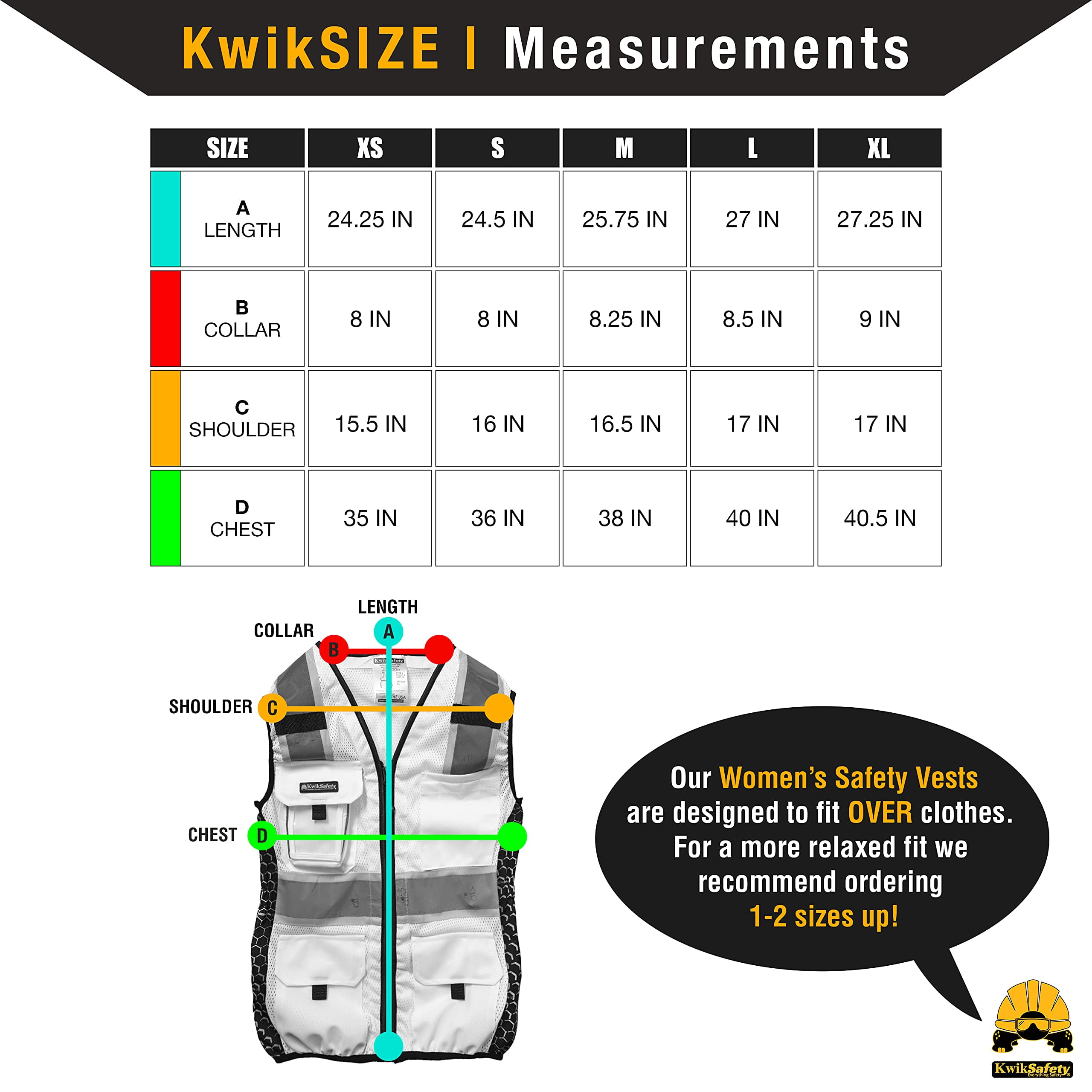 KwikSafety (Charlotte, NC) QUEEN BEE Premium Safety Vest for Women (HONEYCOMB Design) 9 Pockets Class 2 Custom High Visibility ANSI OSHA Reflective Construction Work with Zipper | Yellow Large