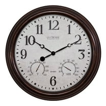 La Crosse Clock 15 Inch Indoor/Outdoor Quartz Analog Wall Clock with Temperature and Humidity, 404-3015