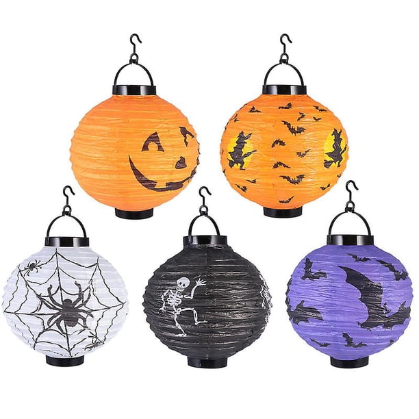 10 piezas Linterna con patrón de Halloween para decoraciones de Halloween
