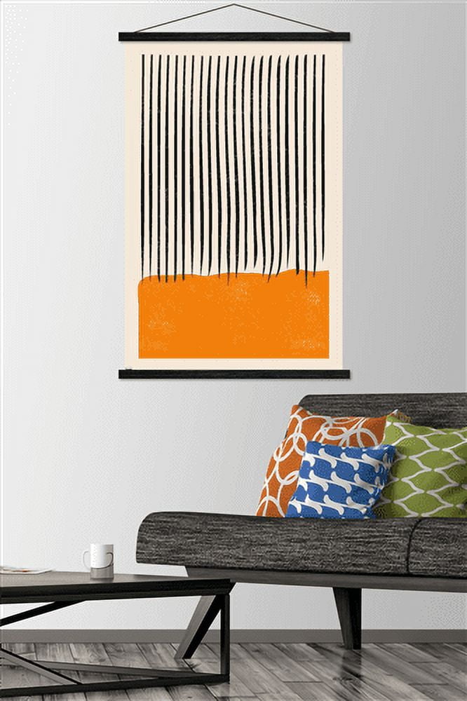 Geometric - Orange Wall Poster with Wooden Magnetic Frame, 22.375" x 34"