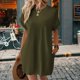 thumbnail image 2 of Vestido Holgado de Corta con Cuello Redondo y Bolsillos, Color Liso, Verde , Talla L, 2 of 4