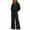 Black, variant on Women's 2 Piece Sets Fashion Linen Lounge Casual Solid Color Long Sleeve Button Down Shirts & Wide Leg Workout Gym Travel Vacation Pants Matching Sweatsuit with Pockets