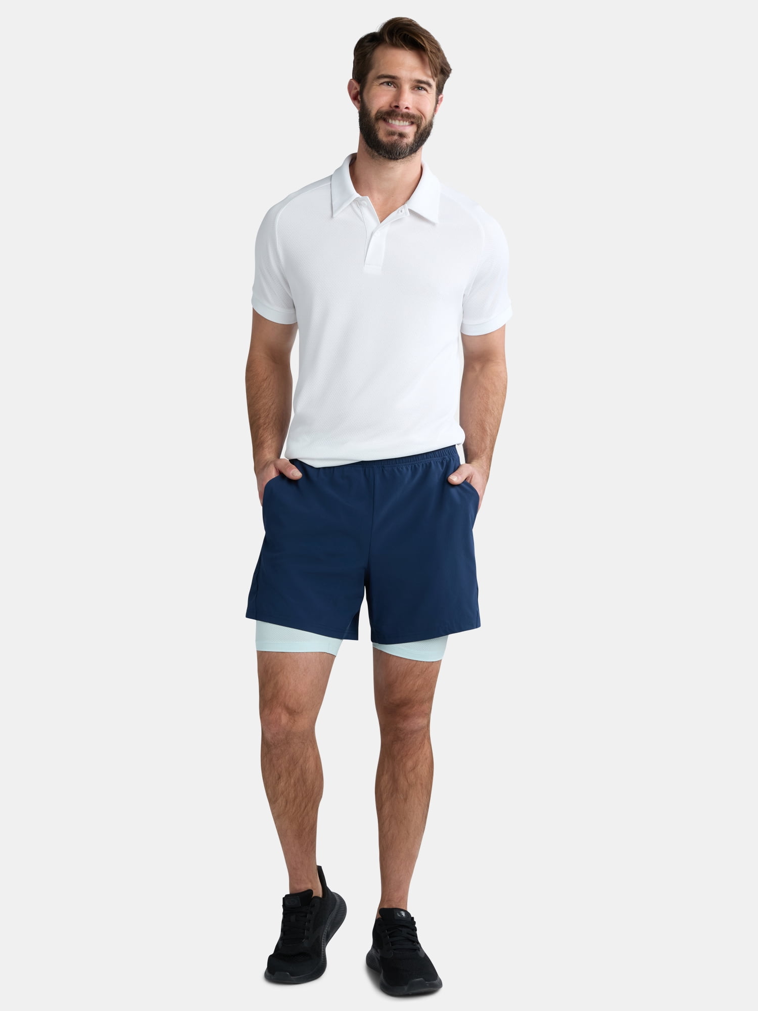 Athletic Works Men's and Big Men's 2 in 1 Gym Shorts with Liner, 6" & 8" Inseams, Sizes S-3XL