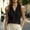 Black, variant on Women Cotton Linen Notched V Neck Pleated Sleeveless Blouse Shirt Summer Loose Fit Tunic Tank Top S