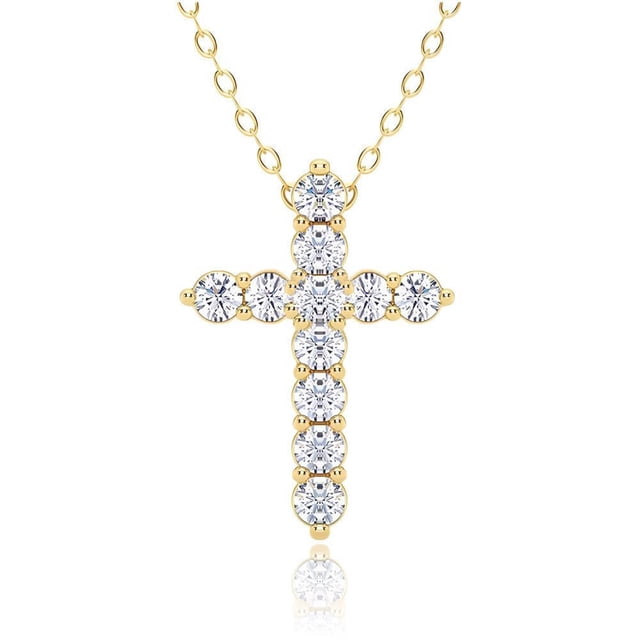 Collar con colgante en forma de cruz Auyisci chapado en oro de 14 quilates para mujer