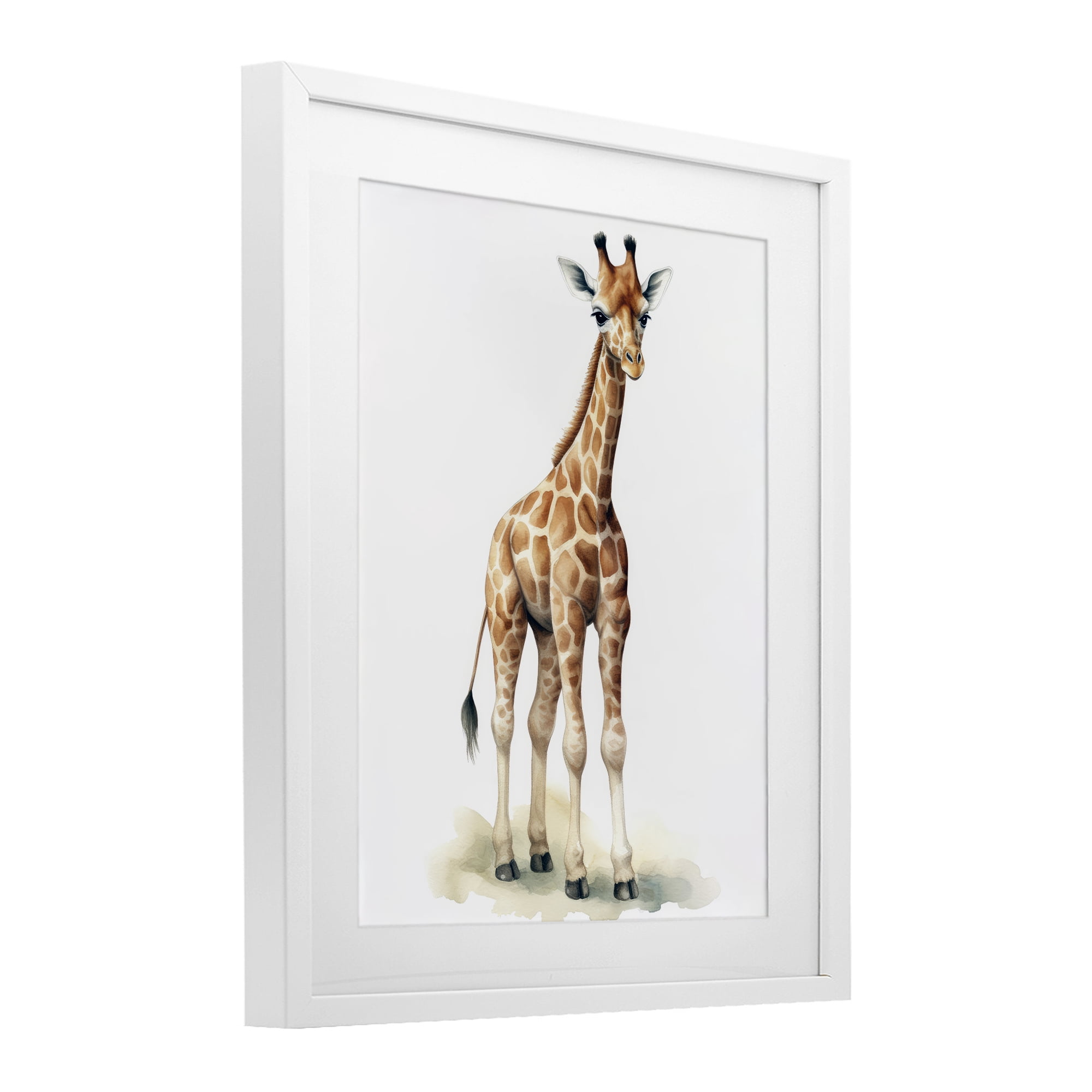 Stupell Industries Eloise Long Legs Giraffe White Framed Print Under Glass, design by Ray Powers
