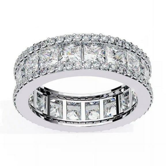 3Ct Timeless Round Cut Natural Moissanite Minimalist Eternity Band Ring For Women 925 Sterling Silver 14K Gold Plated