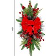 thumbnail image 2 of GIXUSIL Red and Green Holiday Trim Christmas Wreaths with Bow & Lights for Front Door Wall Hanging Christmas Garland for Garden Indoor Railing Xmas Decor 1 Pcs, 19" x 18", 2 of 7