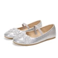 thumbnail image 4 of LuckLilac Girls Sliver Glitter Flats Flower Dress Ballet Flat Shoes for 2 Big Kid Party Wedding School, 4 of 5