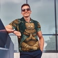 thumbnail image 4 of Balery Surreal Meditating Cat Camisa Polo de Hombre con Estampado, de Manga Corta y Tejido Medio, Camisa Tipo Golf Polo-Large, 4 of 6