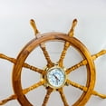 thumbnail image 4 of Nagina International Premium Mahogany Wood Nautical Captain's Ship Wheel with Pirate Brass Porthole Clock - Captain Maritime Beach Home Decor Gift (18 Inches), 4 of 5