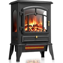 Freestanding Electric Fireplace Stove, Small Electric Fireplace Heater with Thermostat Control, 3D Realistic Flame,1000W/1500W & Overheating Protection