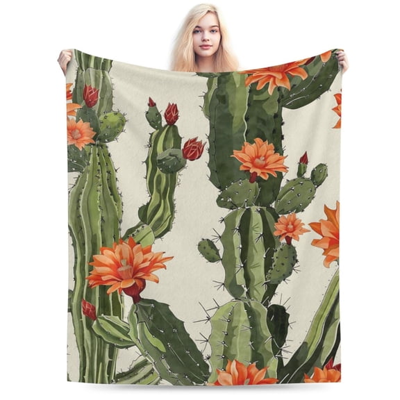 Funny Cactus Throw Blanket - Plush, Soft, Comfy 50x40