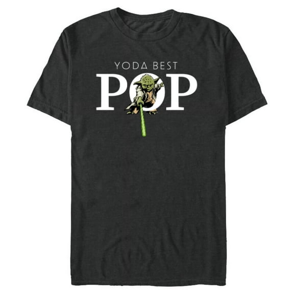 Star Wars Yoda Lightsaber Best Pop Birthday Father's Day - Short Sleeve Blended T-Shirt for Adults - Customized-Dark Heather