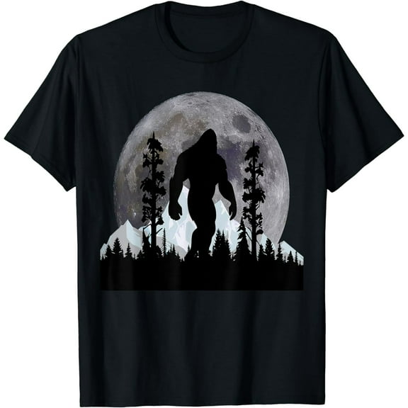 Bigfoot walk in the Forest Moon Night Cool Sasquatch For Men T-Shirt