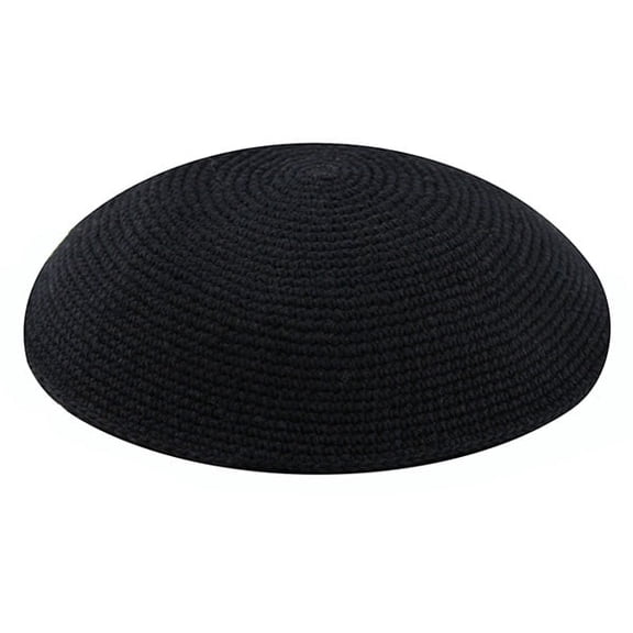 Black Knitted Yarmulke, Kipa, Kippot 6 inch, 16 cm