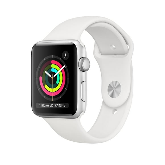 Refurbished Apple Watch 42MM Series 3 GPS + Cellular Silver White Sport Band (Fair)