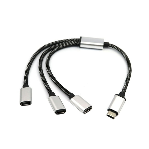 Tizuqe USB C Male to 3 USB C Female Cable Adapter Headphone Type C Charging Adapter 480Mbps Data Transmission 30cm/11.81in